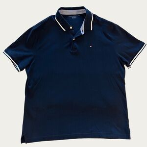 Tommy‎ Hilfiger Dark Navy Blue Polo with White Accents Size XL